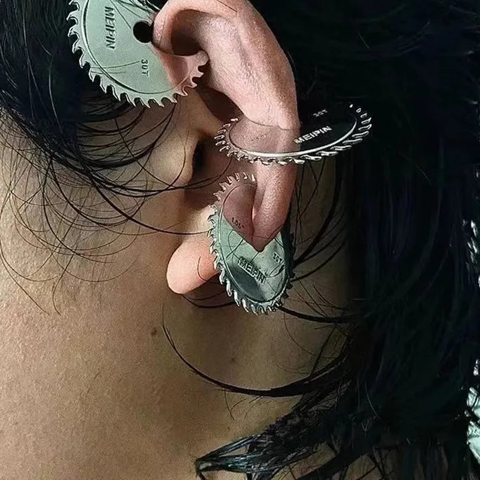 2024 Cyberpunk Gear Anti-theft Buckle Copper Alloy Stud Earrings Set Gift