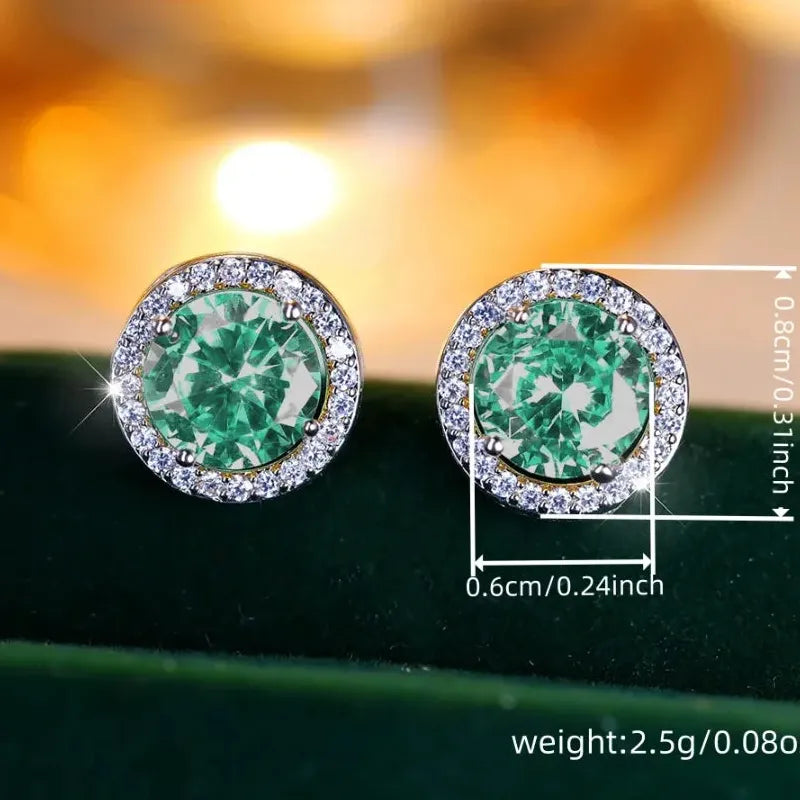 Delicate Small Round Copper Stud Earrings with Shiny Cubic Zirconia for Women Teens