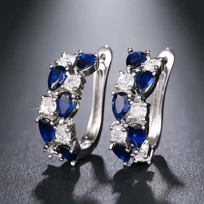 Brass Geometric Cubic Zirconia Hoop Earrings Stylish Wedding Jewelry for Women