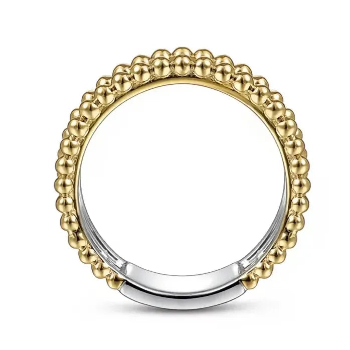 Two-Tone Brass Engagement Ring with Zirconia Wedding Band for Women