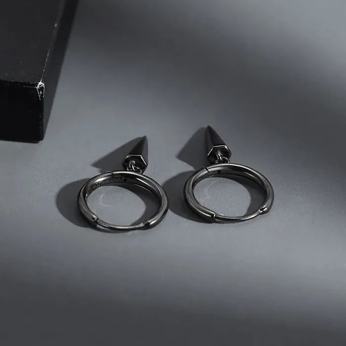 Korean Fashion Stainless Steel Long Pendant Awl Earrings Silver Men Women