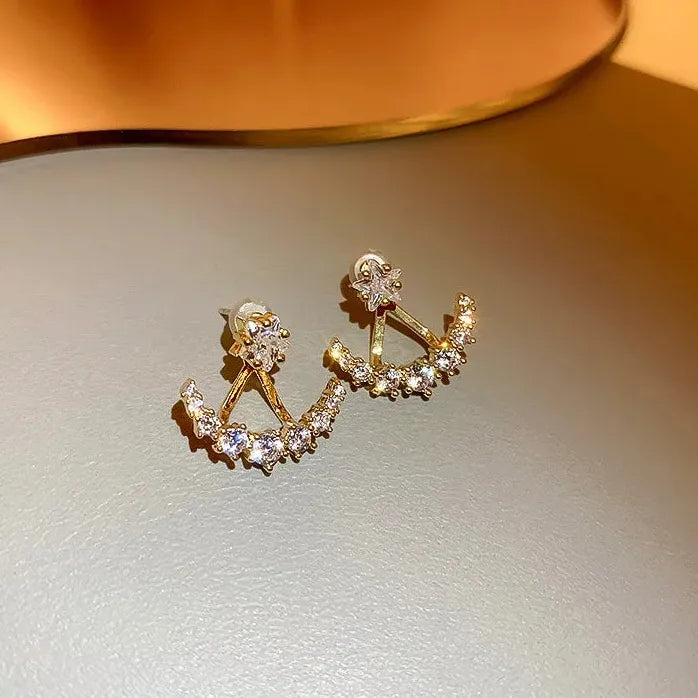 2024 Classic Korean Geometric Zircon Gold Color Earrings for Women