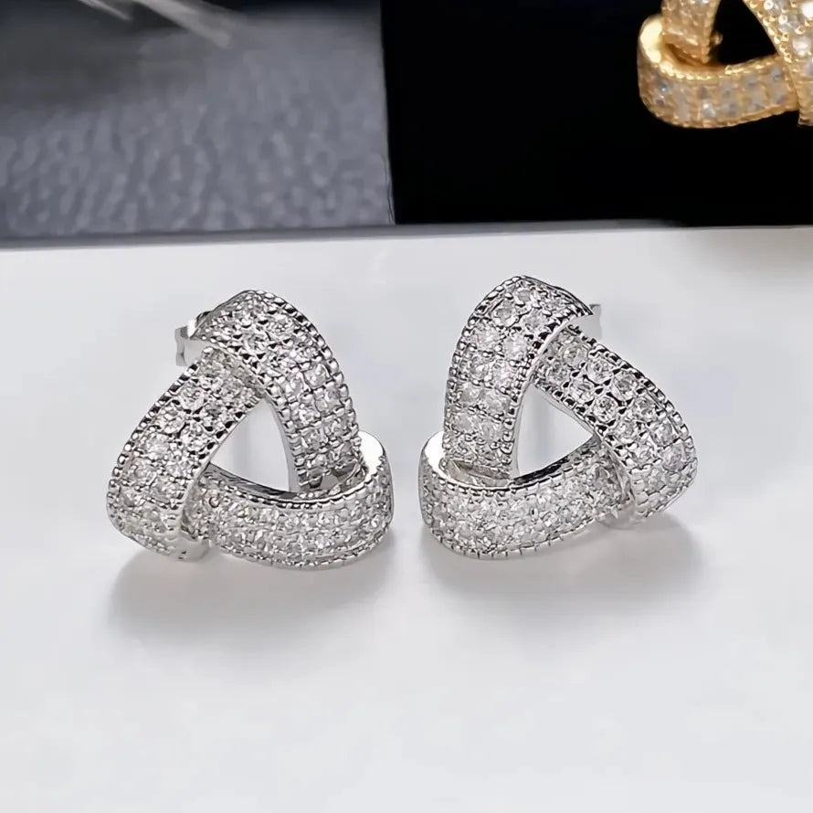 Luxury Triangular Geometric CZ Stud Earrings Copper Alloy for Women 2022