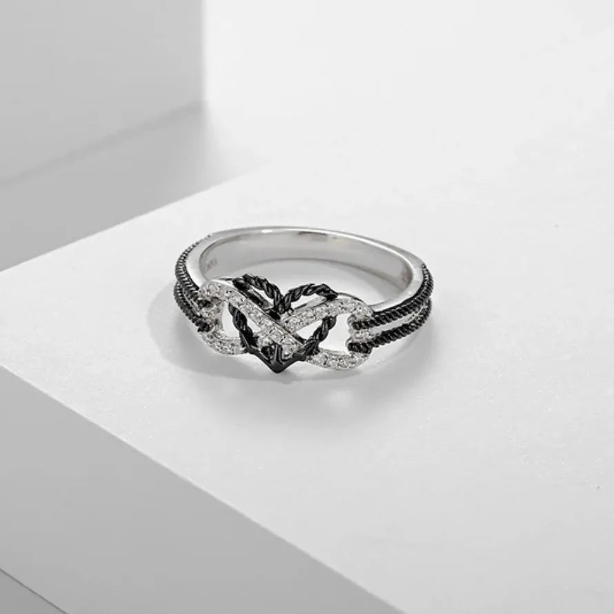 Rose Gold Plated Black Heart Ring Zinc Alloy Valentine's Birthday Gift