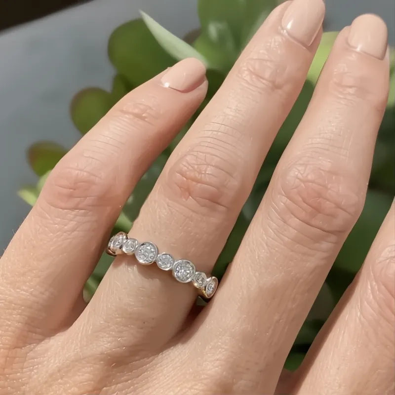 Trendy Round Cubic Zirconia Ring for Women Silver Gold Color Fashion Jewelry Daily Wear