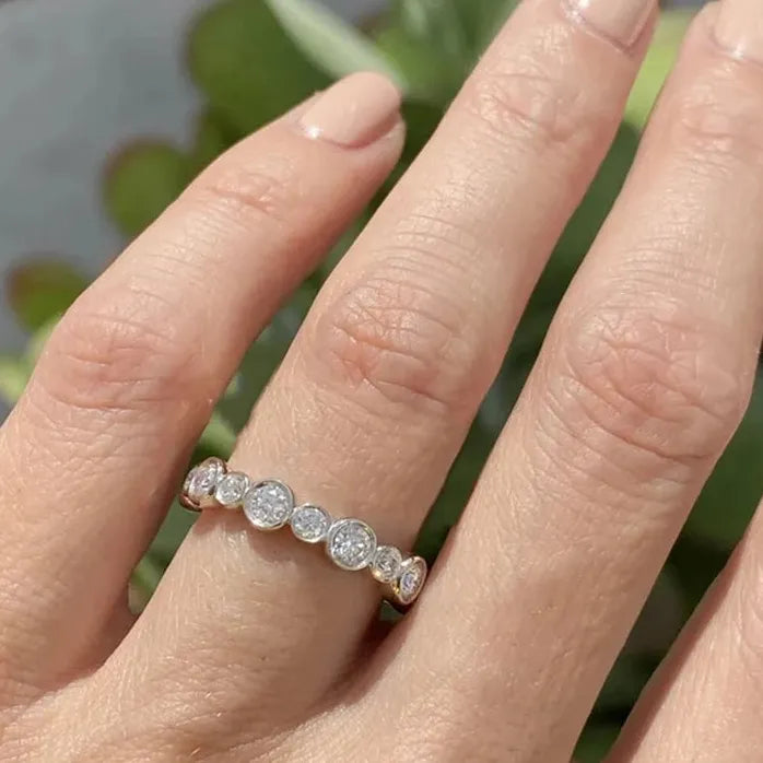 Trendy Geometric Round Cubic Zirconia Ring for Women Silver Gold