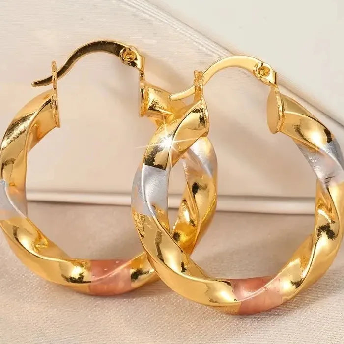 Simple Exquisite Gold Hoop Earrings Zinc Alloy Jewelry for Women Hot Sale