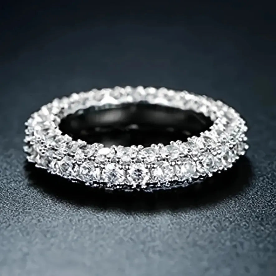 Luxury Promise Women's Cubic Zirconia Brass Micro Paved Wedding Engagement Ring