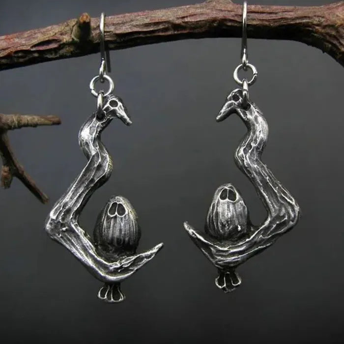 Retro Gothic Animal Metal Pendant Drop Earrings Halloween Gift Jewelry