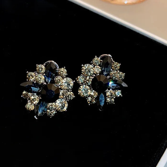 Dripping Zircon Pearl Flower Stud Earrings for Women Rhinestone Jewelry Gift
