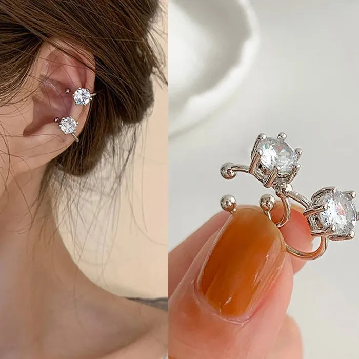 2026 Zircon Geometric Clip Earrings for Women Zinc Alloy No Piercing