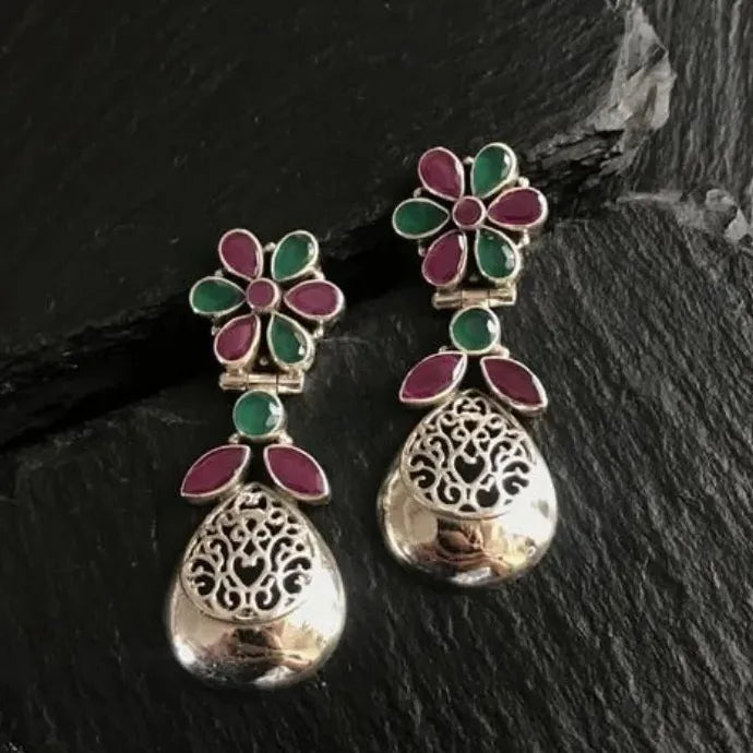 Bohemian Green Stone Drop Earrings Zinc Alloy Romantic Wedding Gift