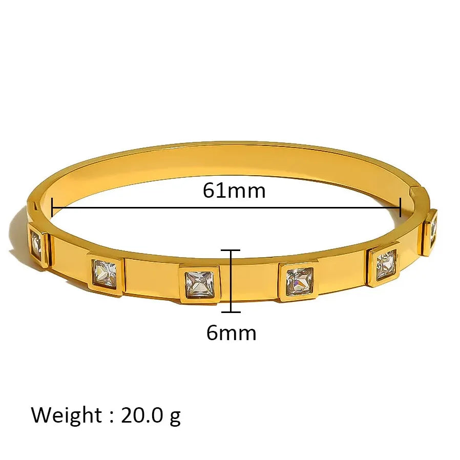 Waterproof Stainless Steel Multicolor Crystal Zirconia CZ Bangle Bracelet Women