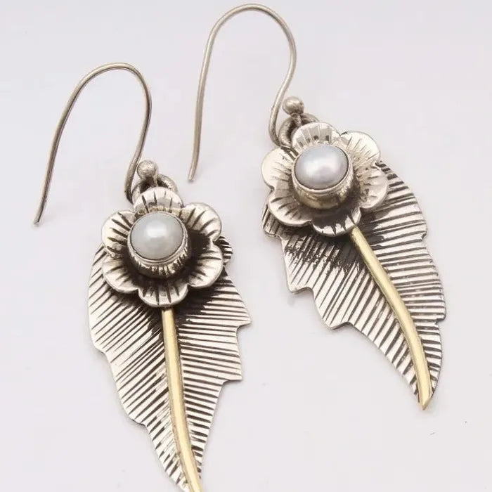 Vintage Ethnic Wing Shaped Earrings for Women Bohemian Multi Gemstone Zinc Alloy