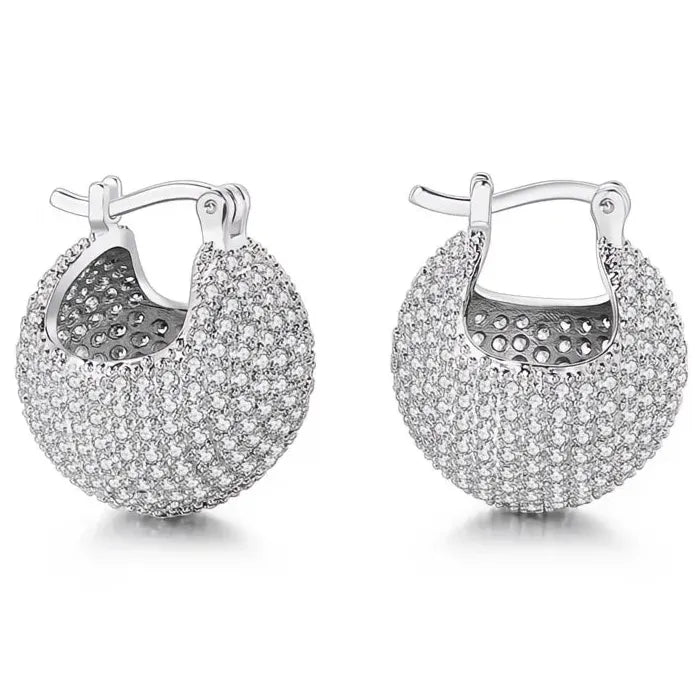Luxury Geometric Hoop Earrings Fully Inlaid Zirconia Copper Alloy Jewelry