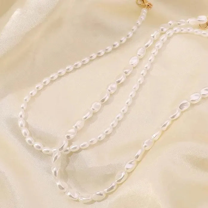 Vintage White Imitation Pearl Double Layer Elastic Choker Necklace Women Wedding Jewelry