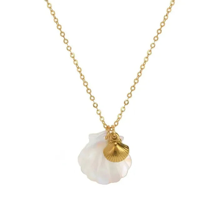 Boho White Shell Pendant Necklace Gold Stainless Steel Sea Turtle Star Choker