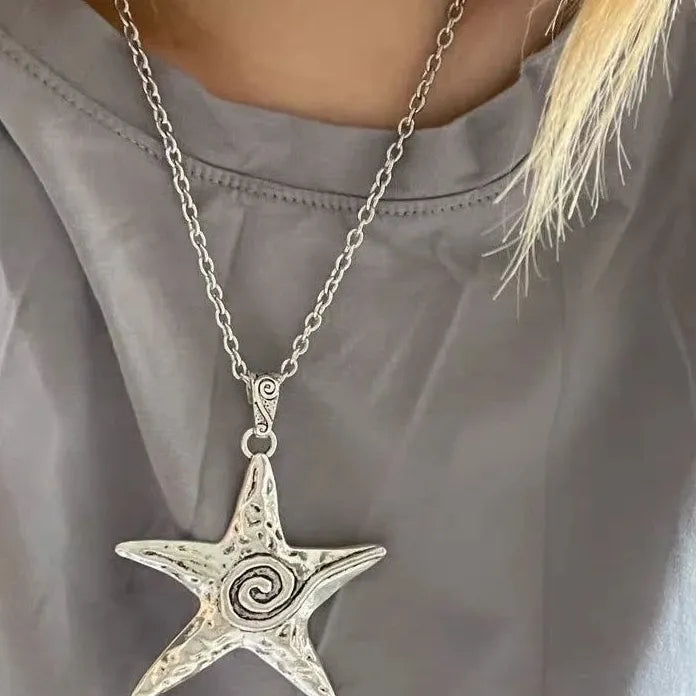 Candy Colored Starfish Pendant Necklace for Women Adjustable Nylon Rope