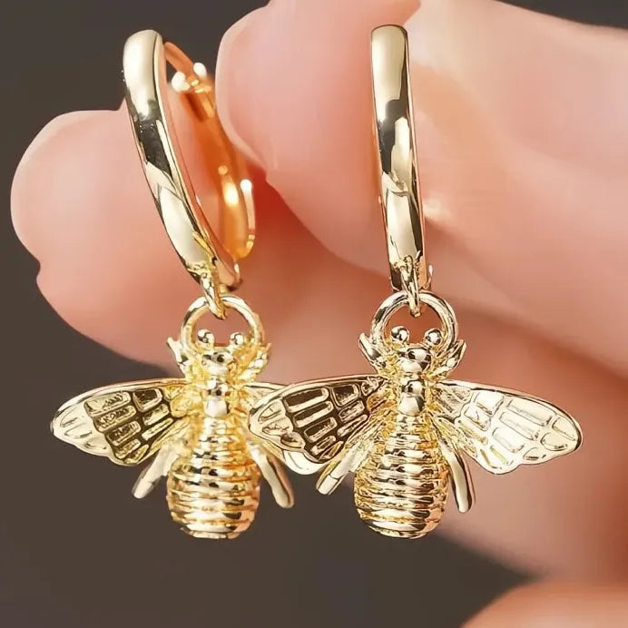 Gold Bee Shaped Women’s Drop Earrings Trendy Party Fashion Jewelry