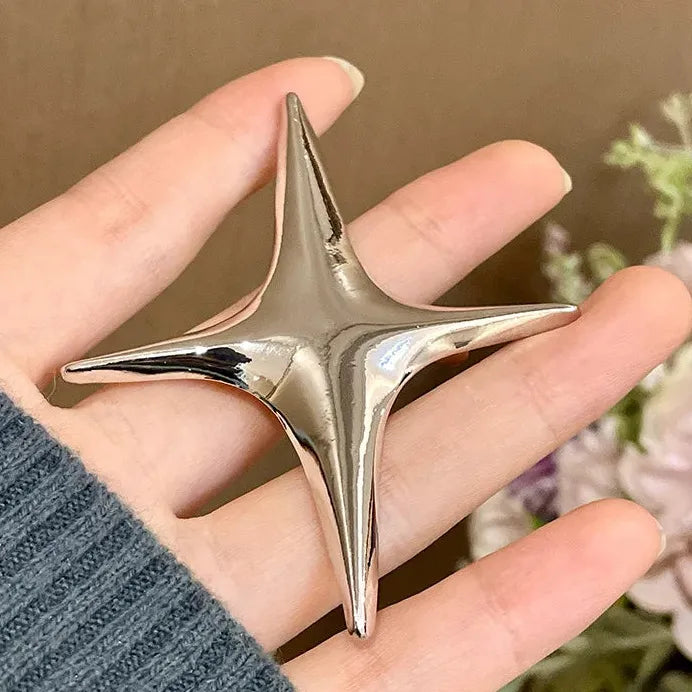 Geometric Star Metal Brooch Tassel Pin Punk Fashion Jewelry Gift Women