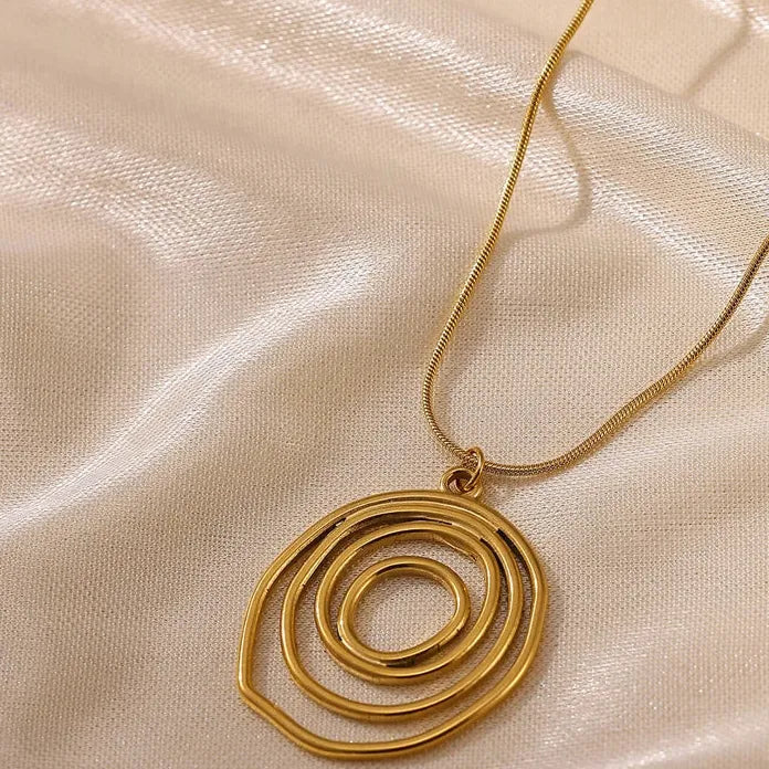 Stainless Steel Spiral Round Geometric Necklace Gold Choker for Women Girls