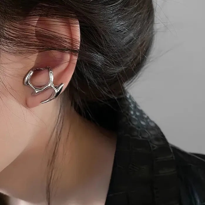 Gold Color Geometric Flame Hoop Earrings for Women Punk Fashion Jewelry