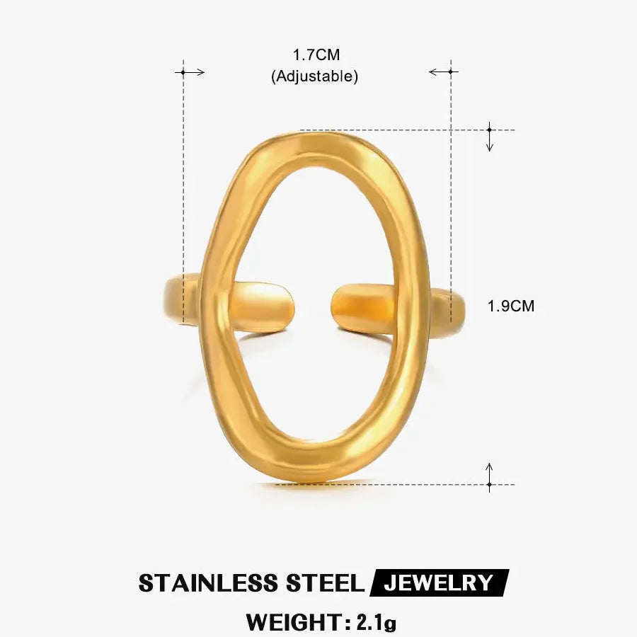 18K Gold Plated Stainless Steel Women's Vintage Geometric Cocktail Ring Jewelry