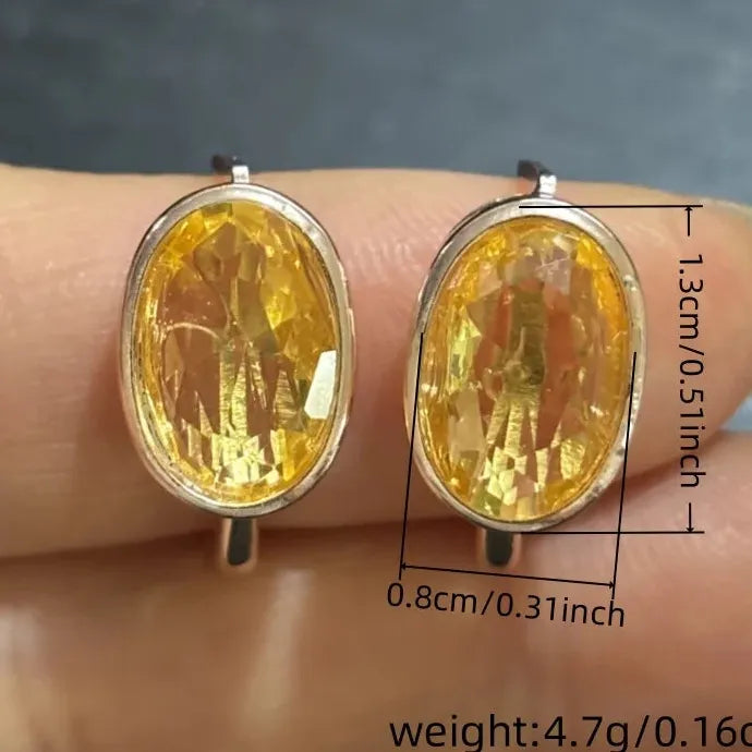 Yellow Cubic Zirconia Drop Earrings Rose Gold Zinc Alloy Wedding Jewelry