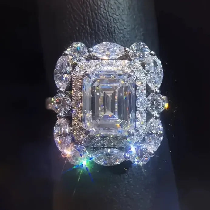 Geometric Cubic Zirconia Wedding Ring for Women Elegant Jewelry Gift