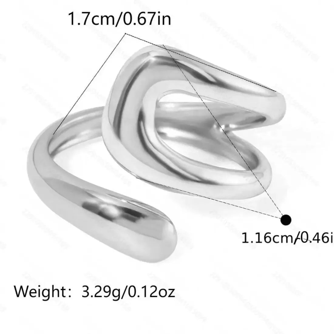 Vintage Stainless Steel U-Shaped Water Droplet Ring Minimalist Cocktail Jewelry