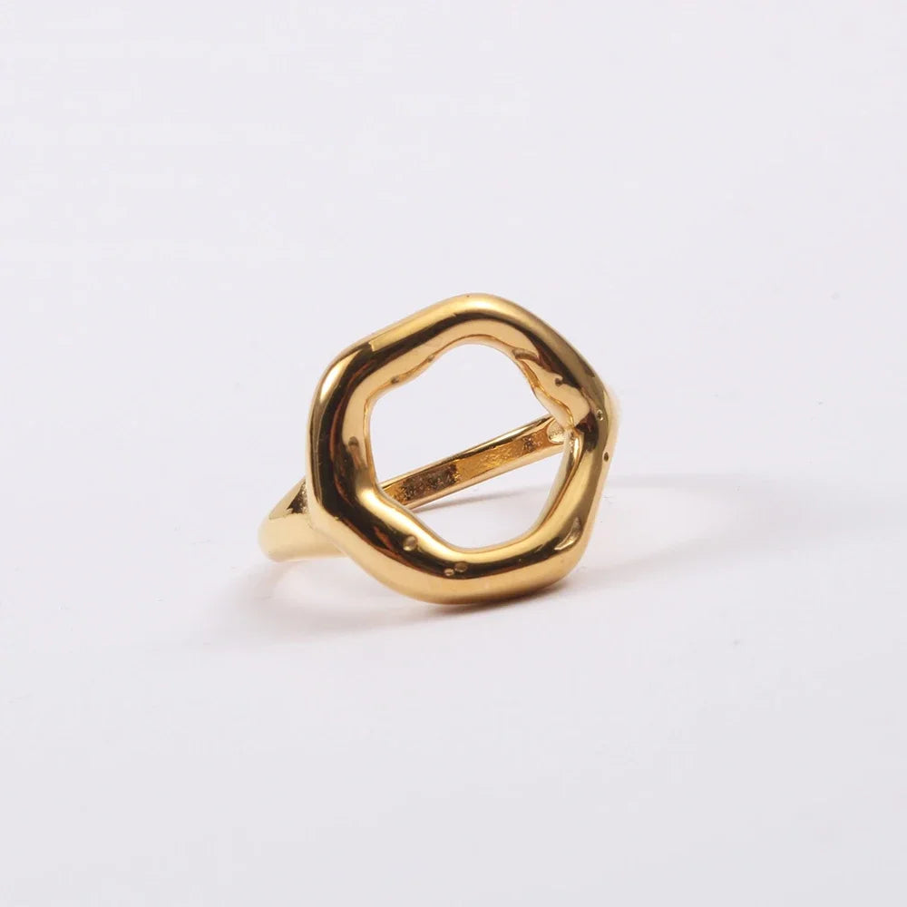 Vintage Hollow Indie Flower Knuckle Ring for Women Stainless Steel Geometric Punk Jewelry