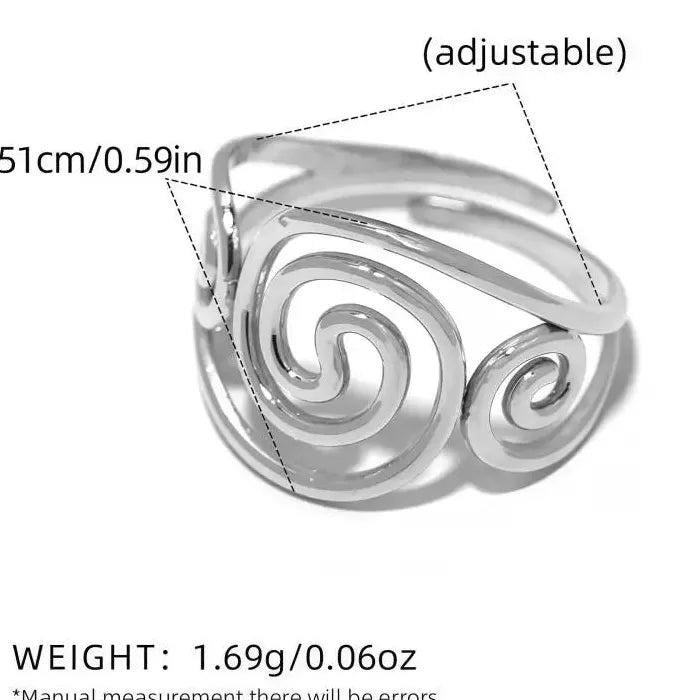 Adjustable Stainless Steel Skeleton Spiral Vortex Ring Unisex Fashion Jewelry