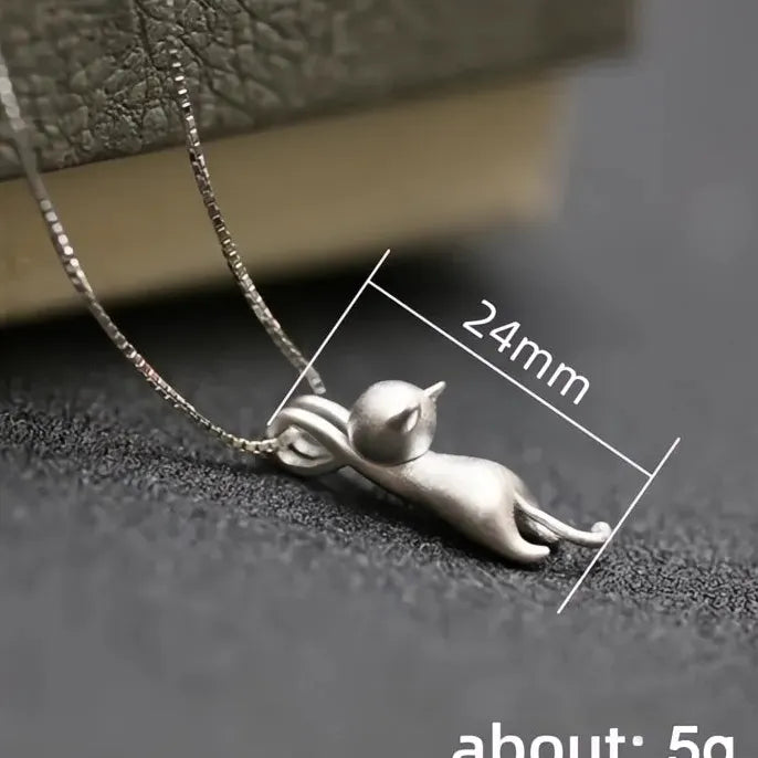 Cute Cat Pendant Necklace for Women Y2K Black White Animal Jewelry Trendy Party Gift