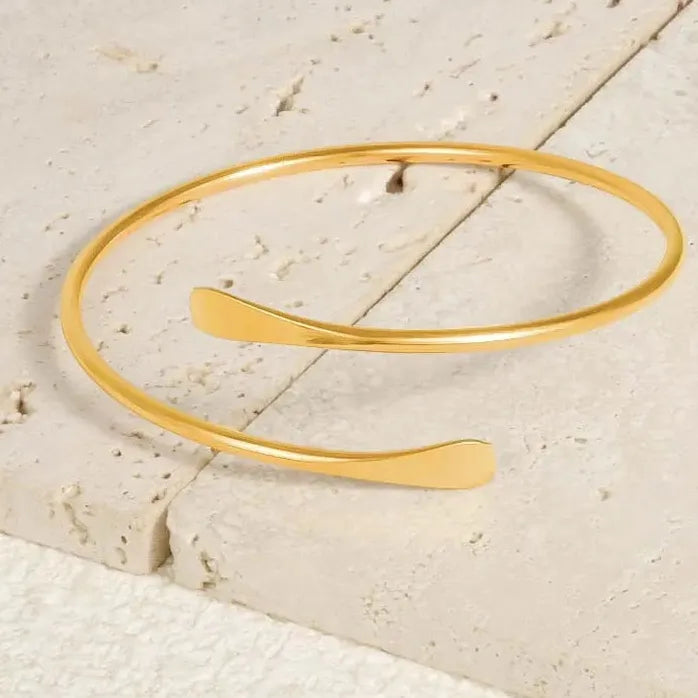 Adjustable Gold Color Geometric Metal Cuff Bracelet for Women Men Gift