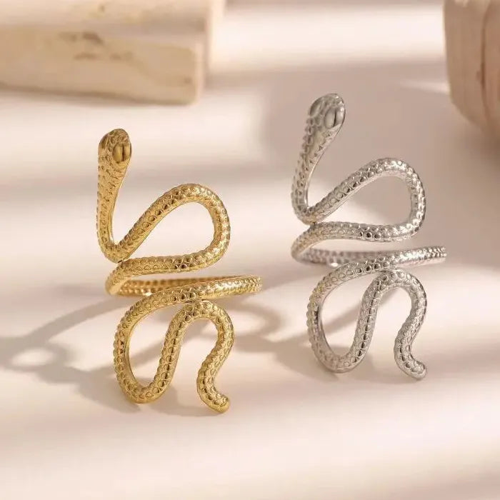 Stainless Steel Serpentine Open Ring Hip-Hop Jewelry for Men Women
