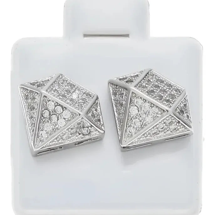 Silver Geometric Cubic Zirconia Stud Earrings for Women Party Wedding Jewelry