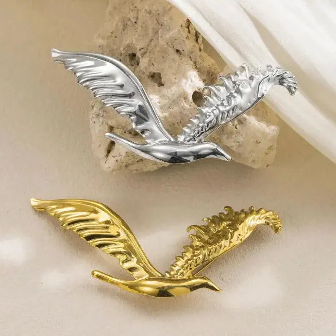 Retro Stainless Steel Eagle Brooch Classic Metal Bird Pin Jewelry for Men Women