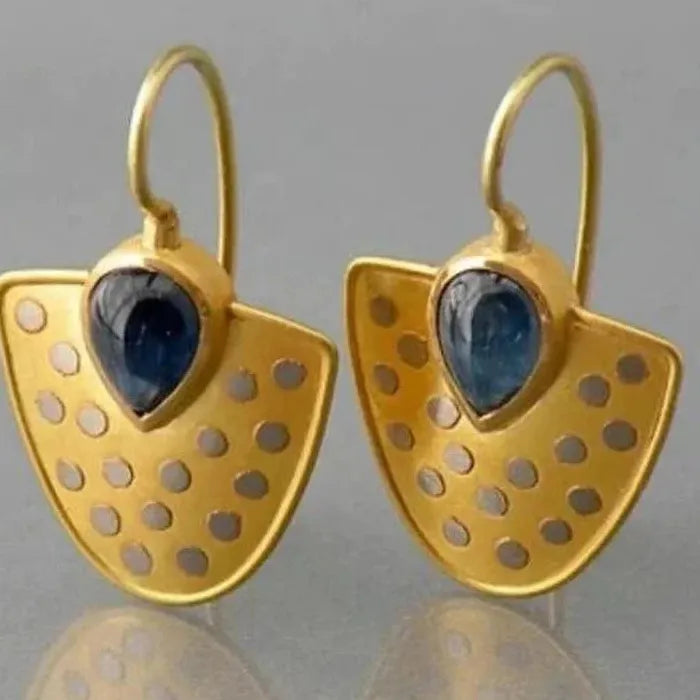 Vintage Gold Court Style Crystal Inlaid Drop Earrings for Women Bohemian Jewelry