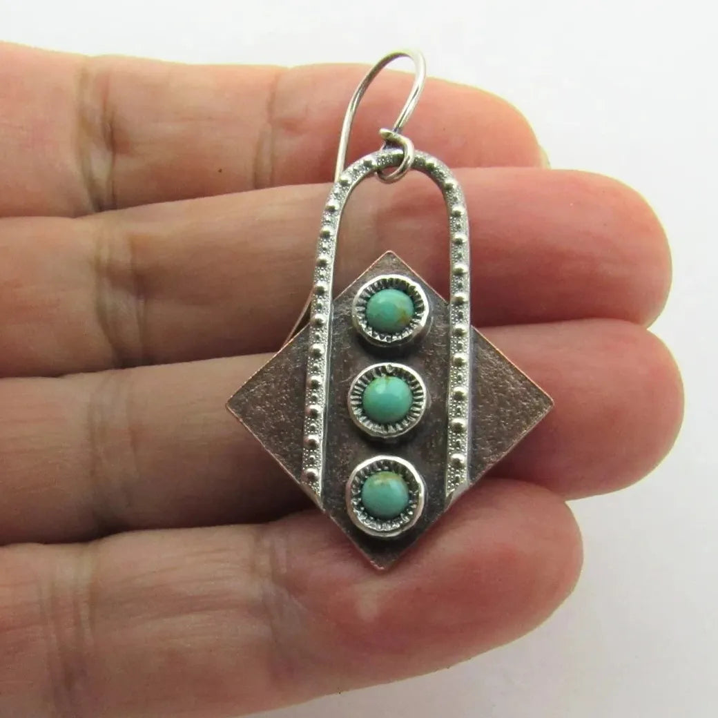 Retro Bohemian Geometric Diamond Zinc Alloy Women's Drop Earrings Ethnic Style