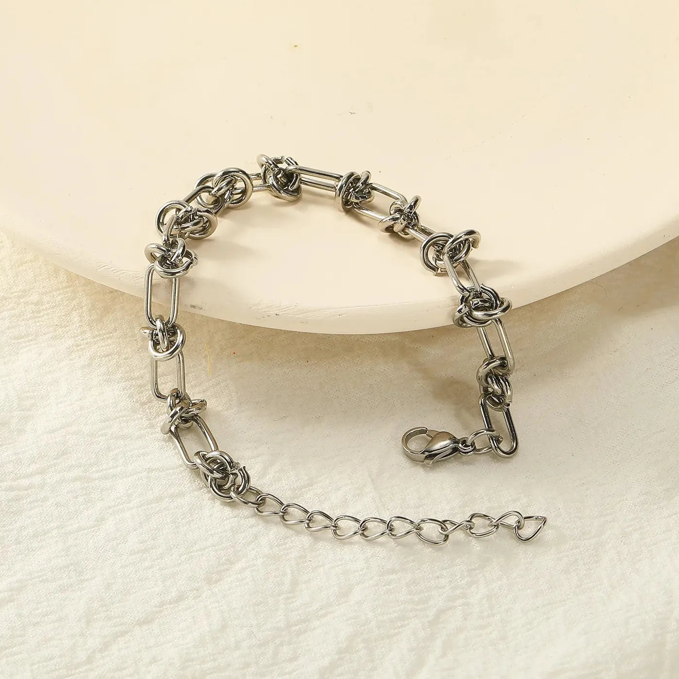 18K Gold Plated Geometric Knot Chain Bracelet Waterproof Unisex Gift Jewelry