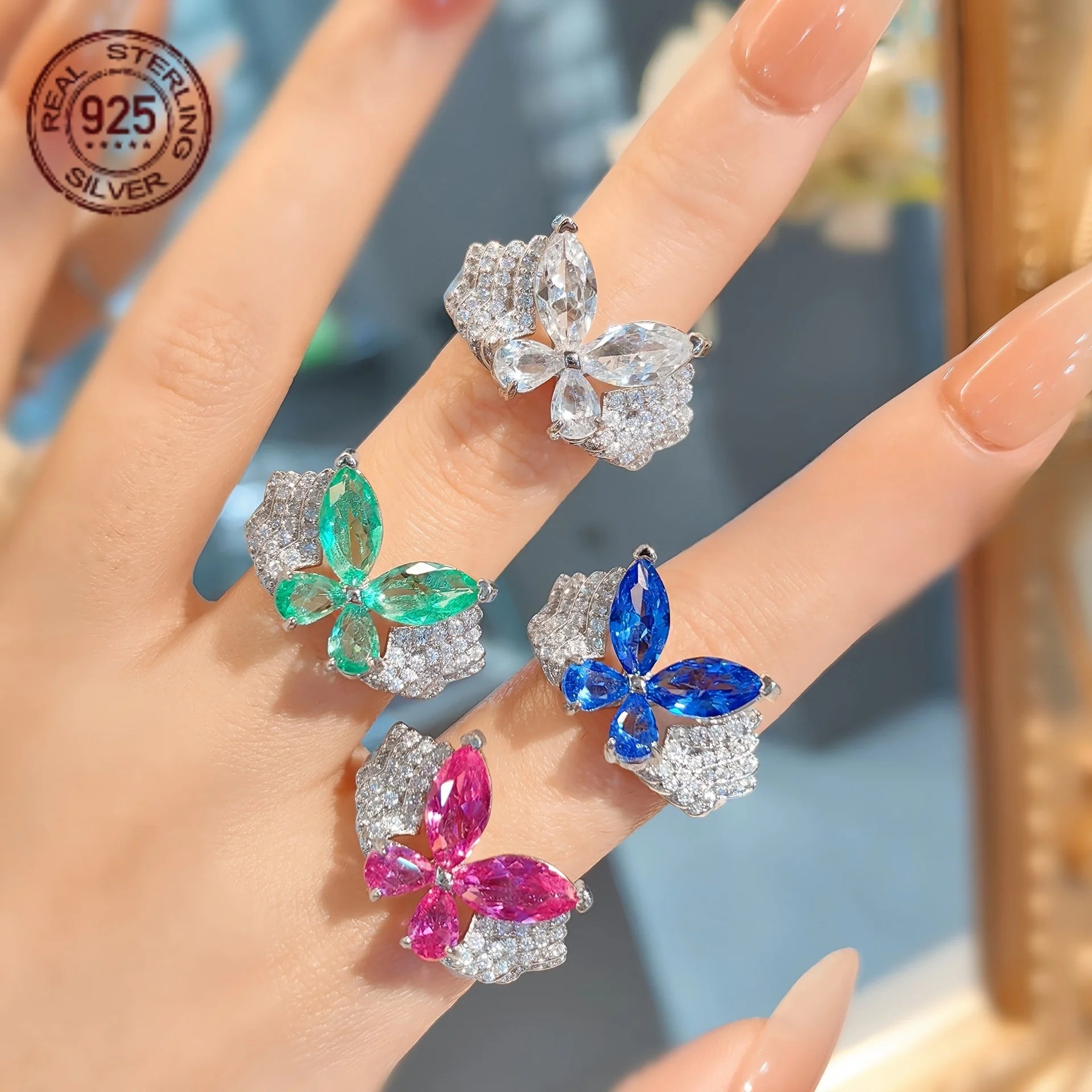 2026 New Arrival 925 Sterling Silver Rings Elegant Butterfly Full Zircon Ladies Wedding Engagement Bridal Ring Fine Jewelry