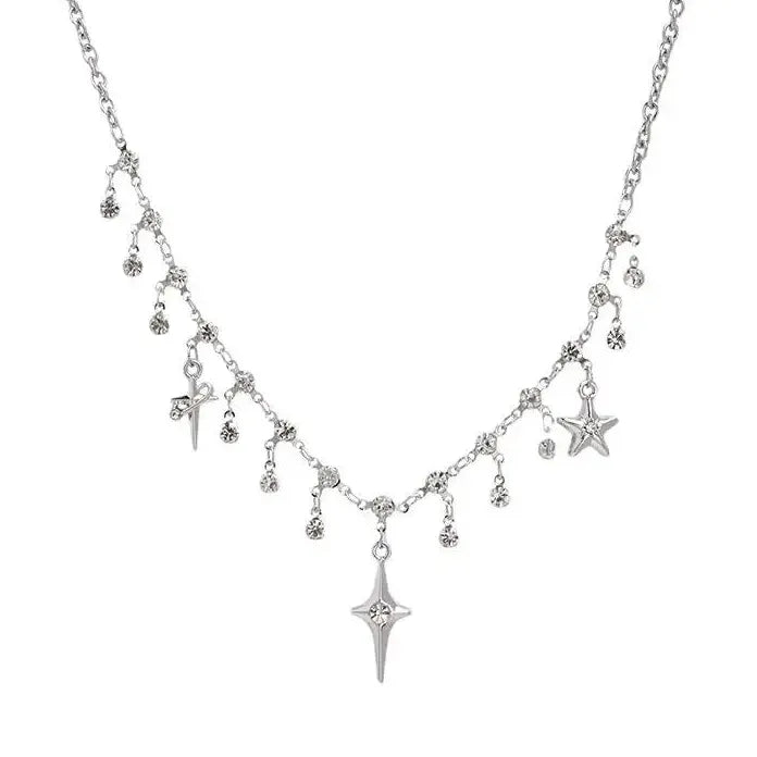 Harajuku Four Pointed Star Tassel Necklace for Women Gift Jewelry