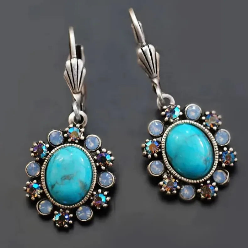Elegant Imitation Crystal Geometric Drop Earrings Copper Metal Women's Jewelry Gift