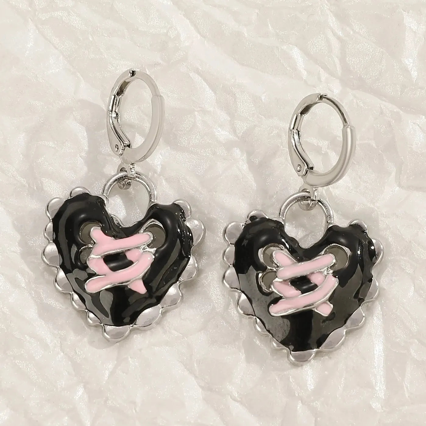 Goth Vintage Pink Strawberry Heart Star Bowknot Pendant Earrings EMO Y2K Fashion