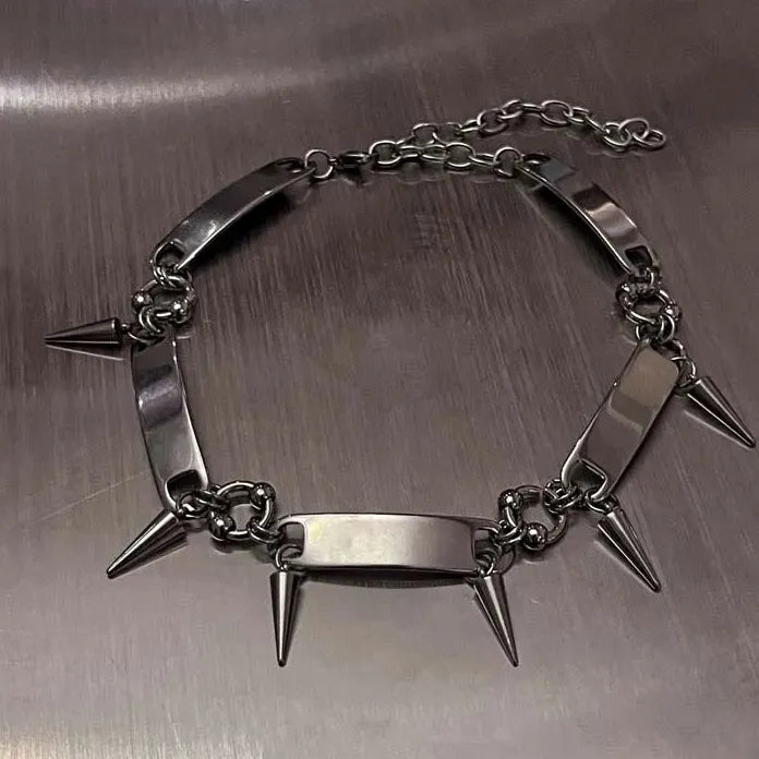 Titanium Steel Rivet Choker Necklace Unisex Punk Hip Hop Metal Collar Jewelry