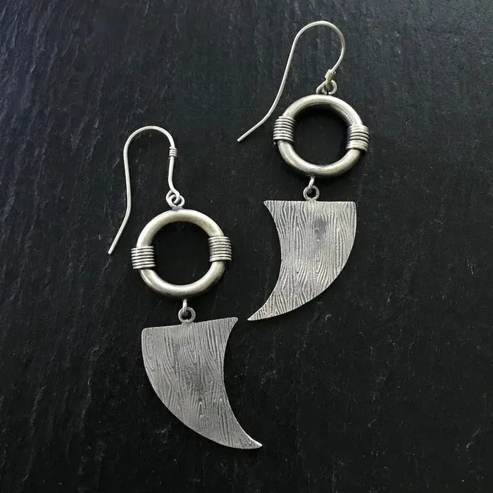 Bohemian Ethnic Geometric Zinc Alloy Pendant Earrings Hollow Crescent Design Women