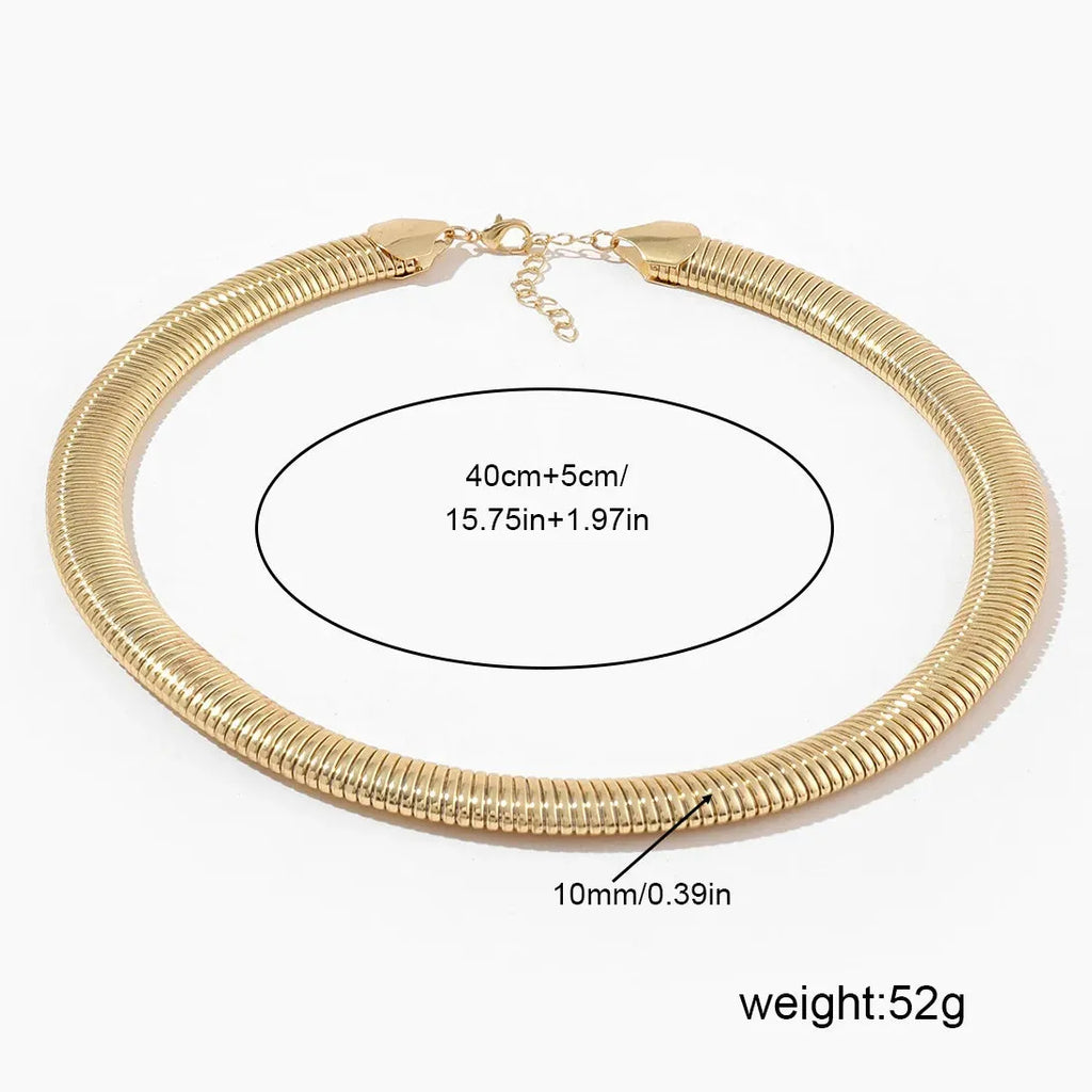 Geometric Snake Bone Chain Choker Necklace Women Stainless Steel Gold Jewelry
