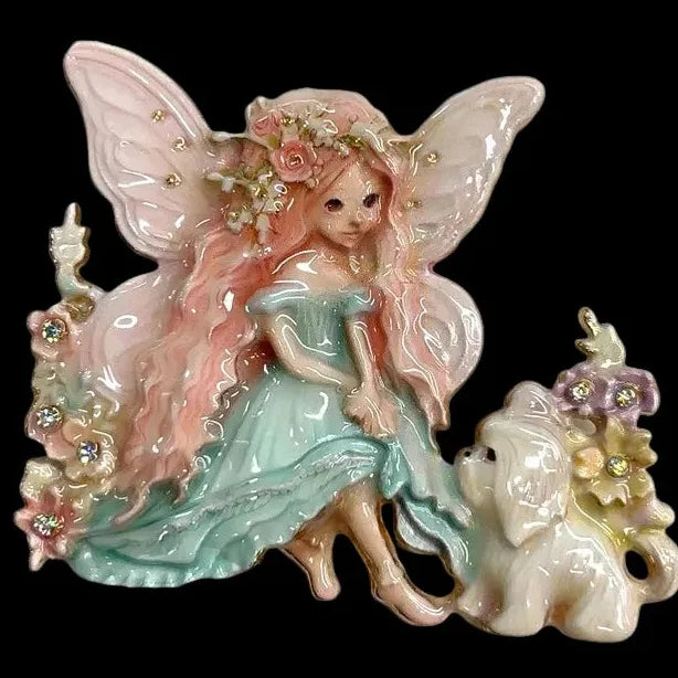 Elegant Wings Puppy Fairy Brooch Pin Jewelry for Men & Women