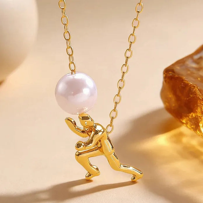 Adjustable Vintage Pearl Pendant Necklace for Women Zinc Alloy Jewelry Gift