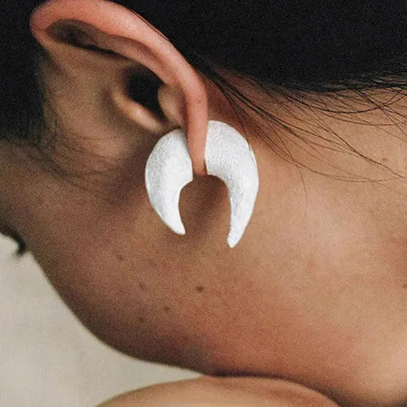Moon Rock Copper Geometric Stud Earrings Retro Vintage Unisex Gift
